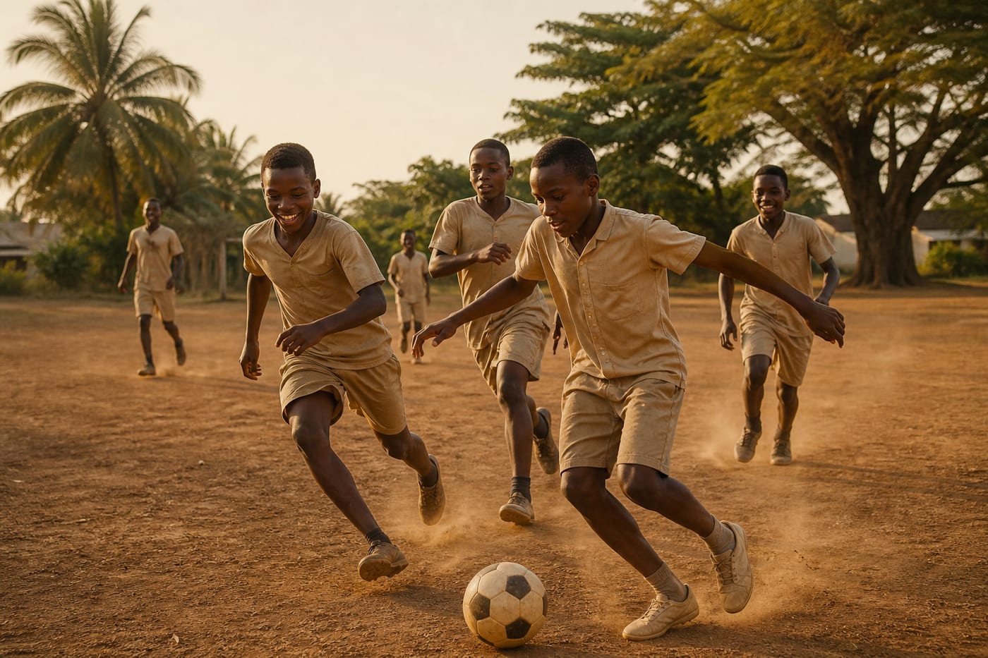 Activité sportive sur le terrain de l’école